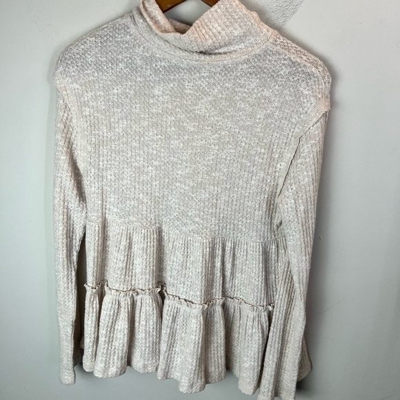 Anthropologie eri+ali Waffle Knit Cowl Neck Pullover XS - Picture 4 of 4